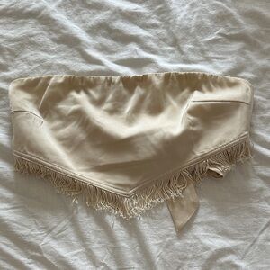 Stylish Cream Fringe Crop Top